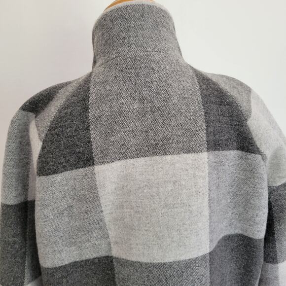 Marine Layer Stephanie Cocoon Coat Gray Buffalo Check Recycled Women XL - Picture 9 of 15